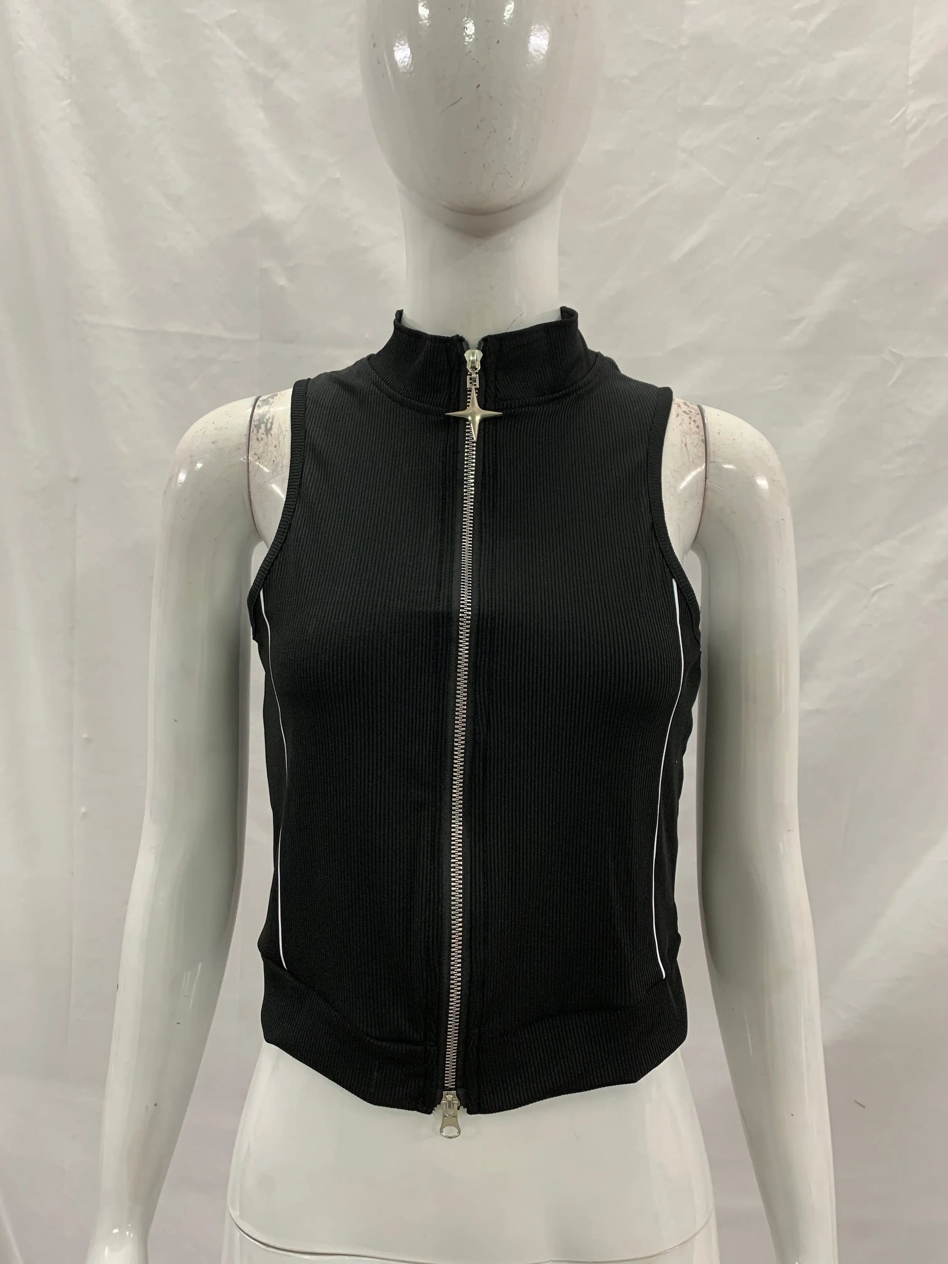 2026 Women's Fashion New Arrival Tops Street Style Harajuku Instagram-Inspired Summer Zipper Cardigan Tank Top Gothic Y2K Appare