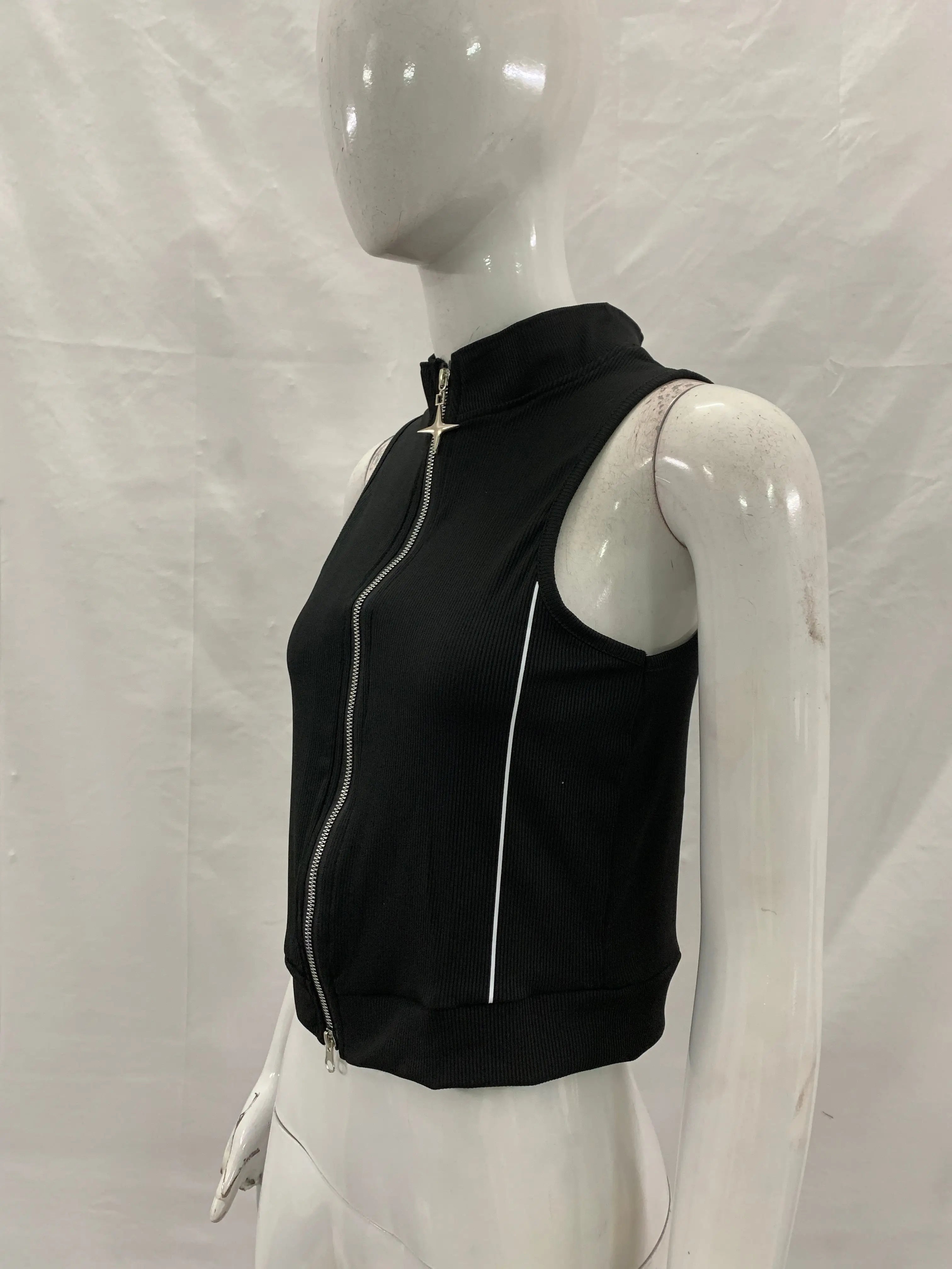 2026 Women's Fashion New Arrival Tops Street Style Harajuku Instagram-Inspired Summer Zipper Cardigan Tank Top Gothic Y2K Appare